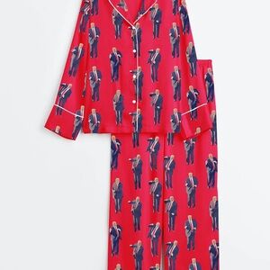 Red Satin Dancing Trump  Pajamas